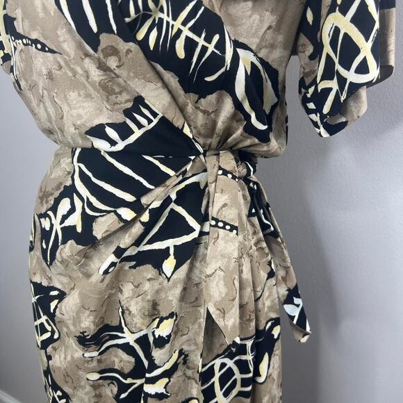 Vintage 80s Scarlett Romper Size 3/4 Faux Wrap Safari Artsy - Picture 3 of 8